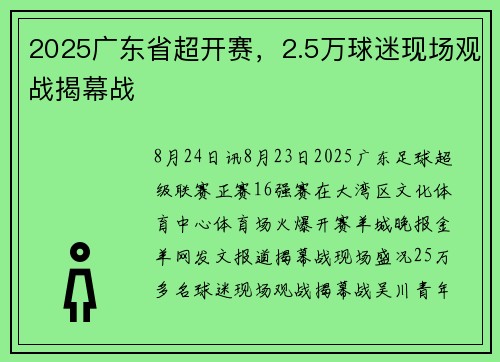 2025广东省超开赛，2.5万球迷现场观战揭幕战